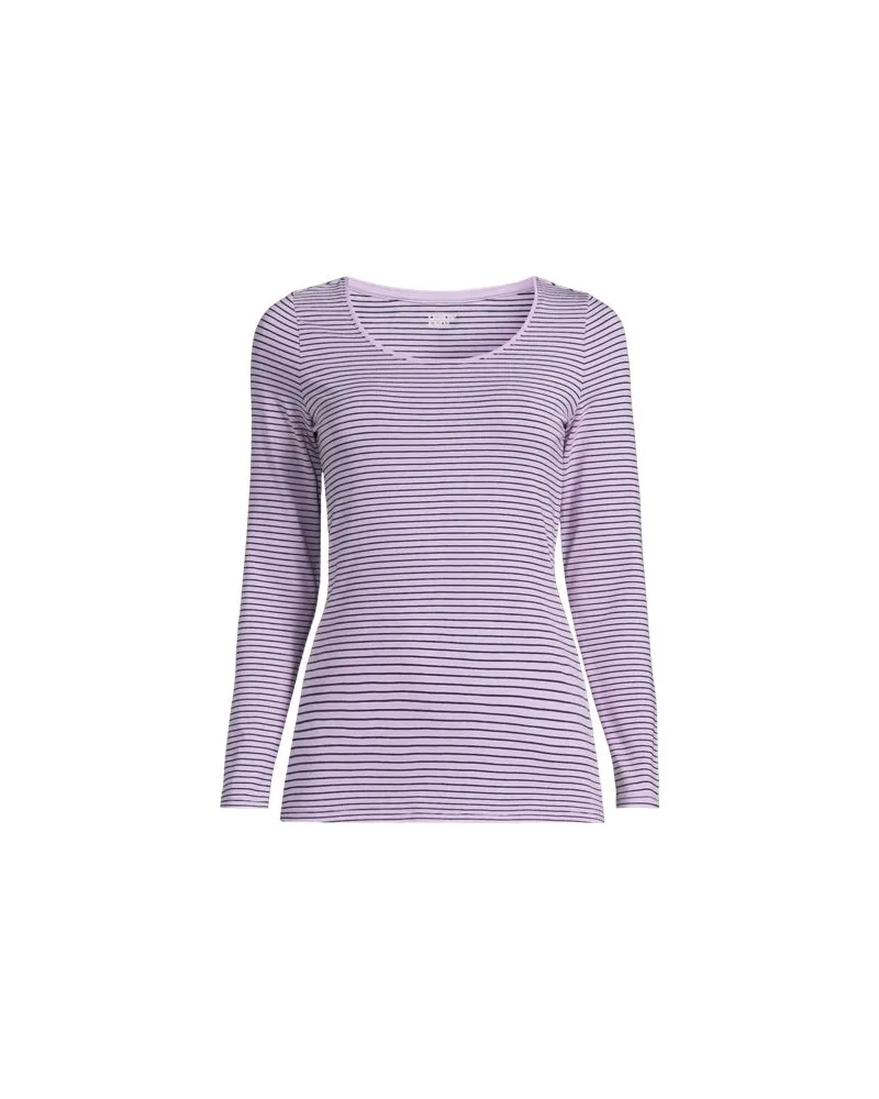 Lands' End Baumwolle/Modal-Shirt mit Ballett-Ausschnitt, Damen, Größe:44-46 petite, Lila, Baumwolle Modal, by Lila