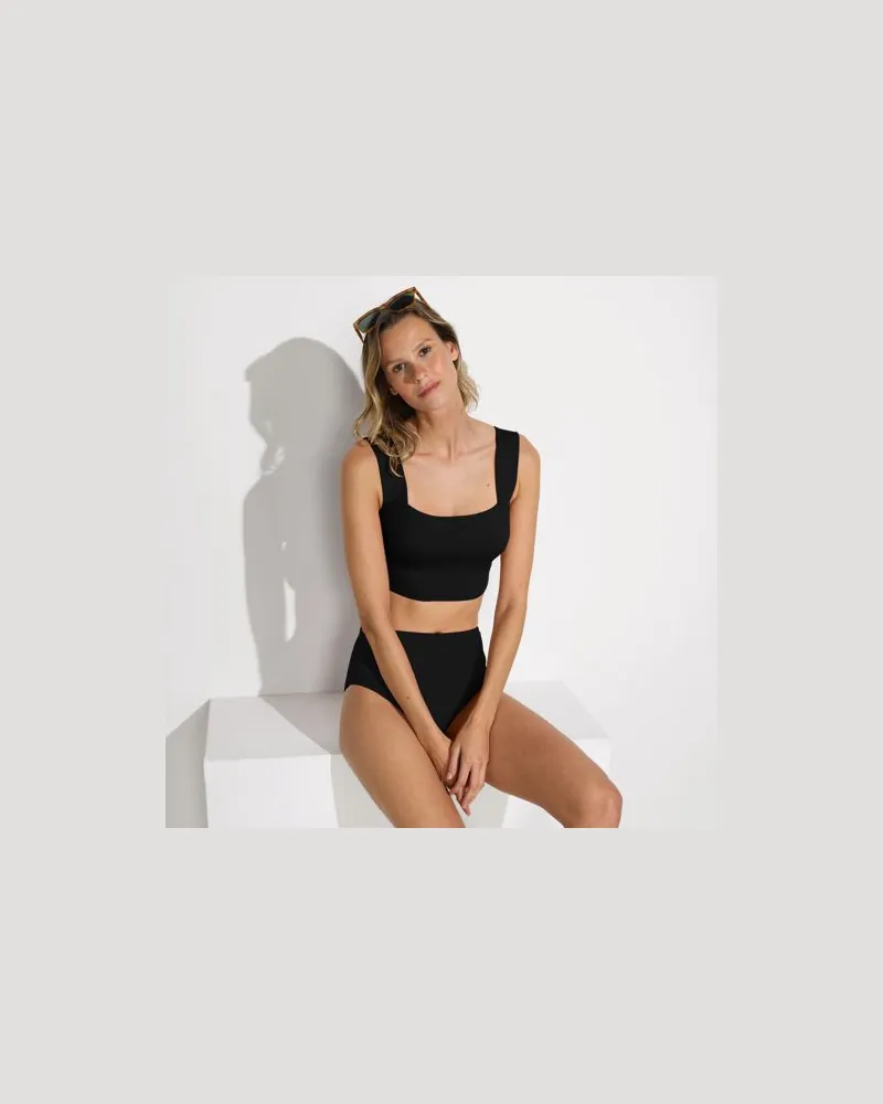 Lands' End Bikinihose, Mid Waist, Damen, Größe regular, Schwarz, Nylon-Mischung, by Schwarz