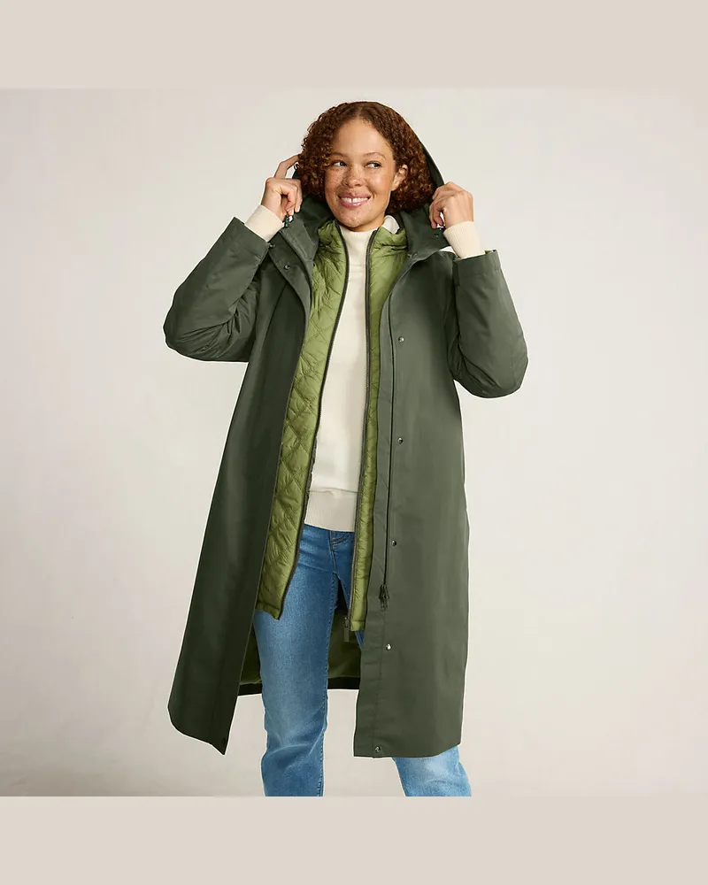 Lands' End 4-in-1-Mantel, Damen, Größe regular, Grün, Polyester, by Grün