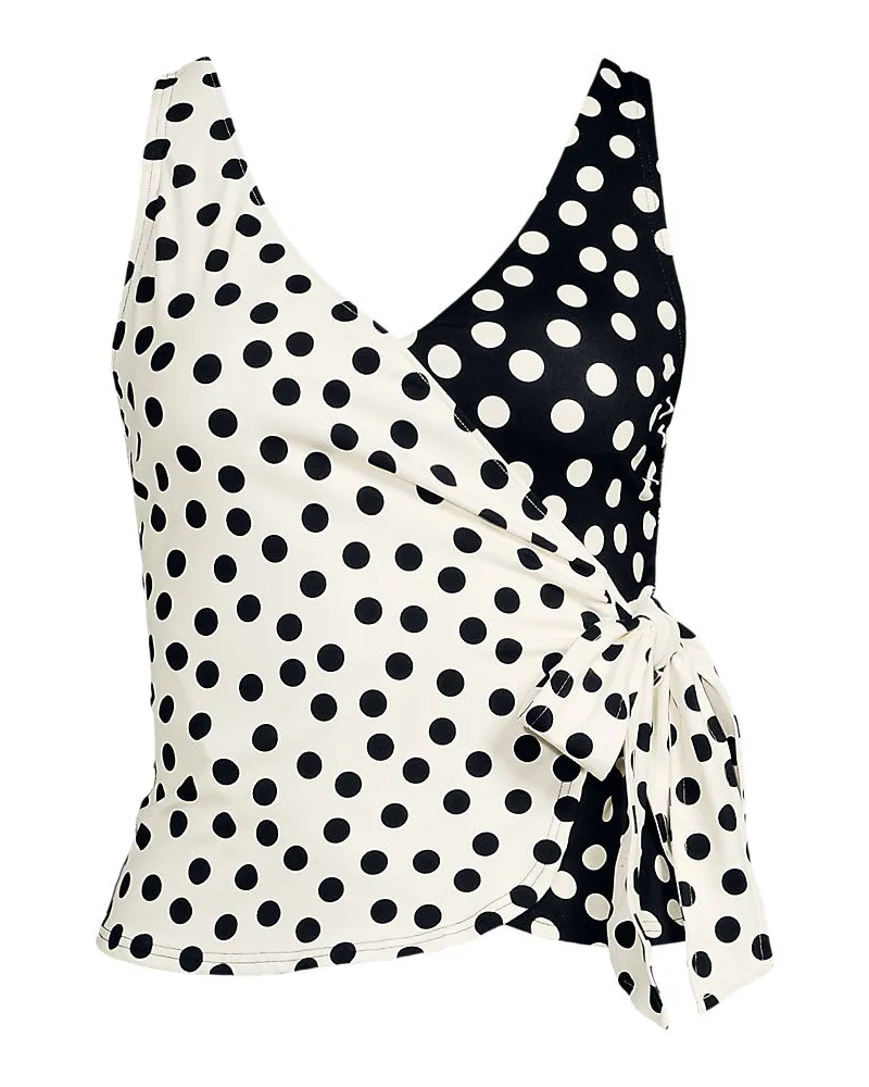 Lands' End Tankini-Top mit seitlichem Bindeband, Damen, Größe plus, Schwarz, Elasthan/Polyester-Mischung/Nylon-Mischung, by Schwarz
