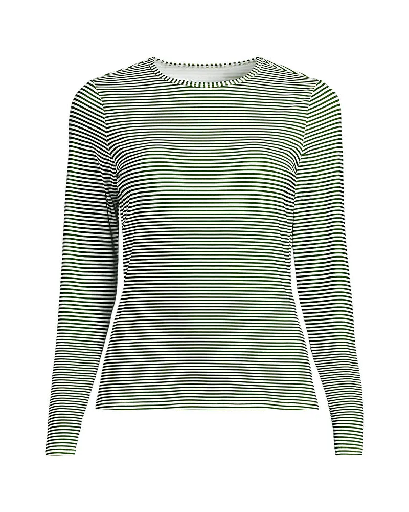 Lands' End Schnelltrocknendes UPF 50 Sonnenschutz-Badeshirt, Damen, Größe regular, Grün, Nylon-Mischung, by Grün