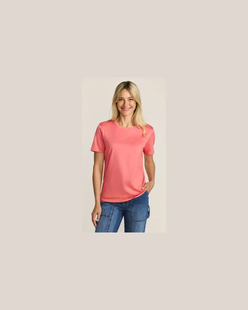Lands' End Supima Kurzarm-Shirt mit rundem Ausschnitt, Damen, Größe plus, Orange, Baumwolle, by Orange