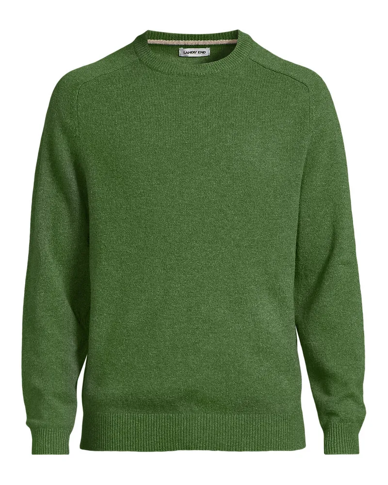 Lands' End Rundhalspullover aus Lambswool, Herren, GrÃ¶ÃŸe regular, GrÃ¼n, Wolle, by Grã¼n