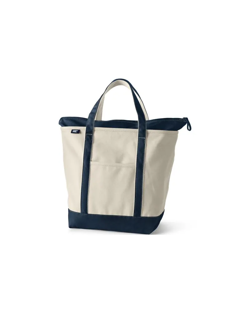 Lands' End Große Canvastasche mit Reißverschluss, Damen, Größe:null regular, Weiß, Baumwolle, by Weiß
