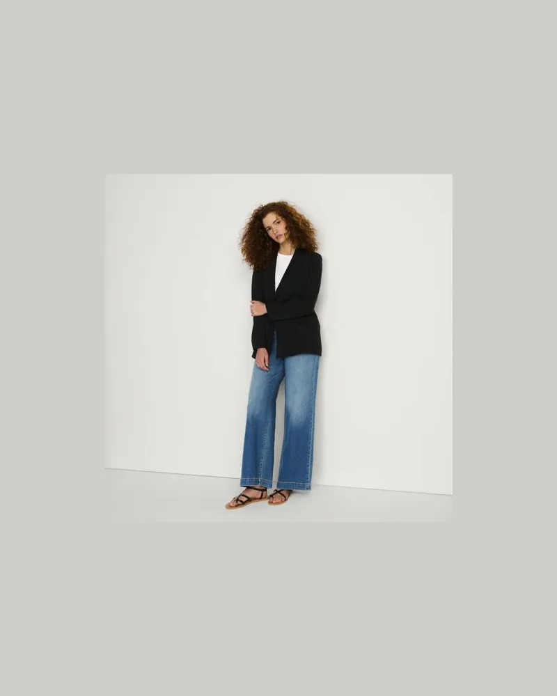 Lands' End Blazer, Damen, Größe:44-46 regular, Schwarz, Viskose/Polyester-Mischung, by Schwarz
