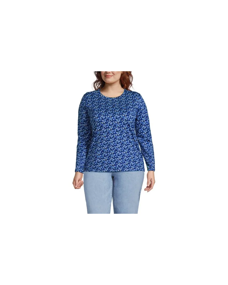 Lands' End Supima-Shirt, Langarm, Damen, Größe plus, Blau, Baumwolle, by Blau