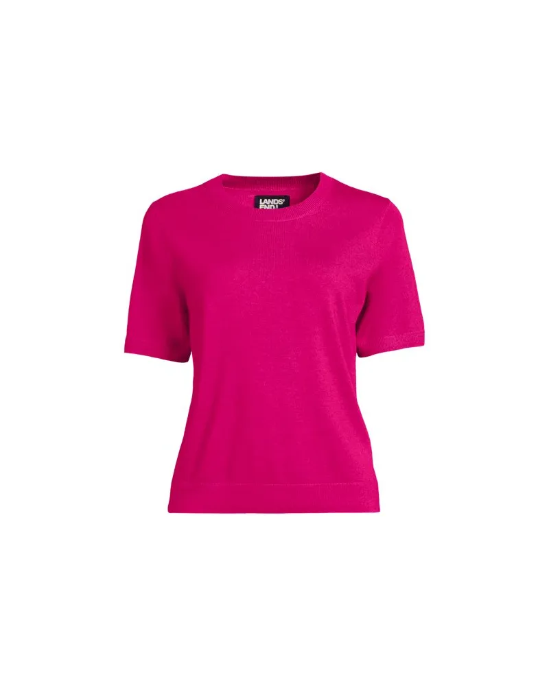 Lands' End Merinopullover mit kurzen Ärmeln, Damen, Größe:32-34 regular, Pink, Wolle, by Pink