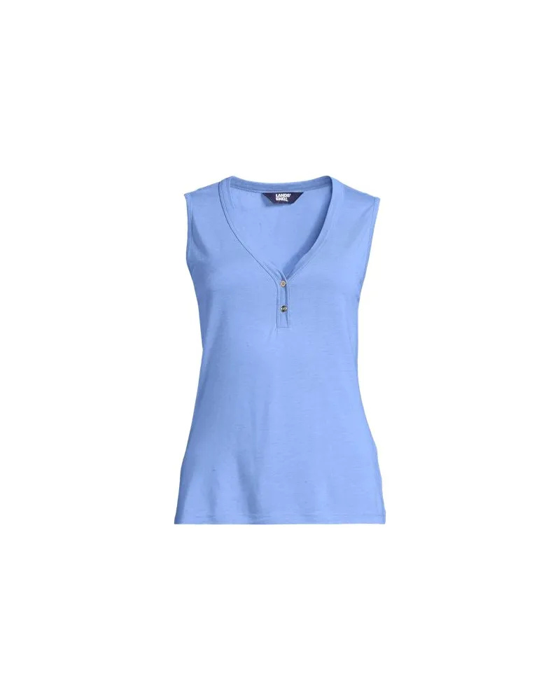 Lands' End Top aus Leinenmix, Damen, Größe plus, Blau, Baumwolle/Leinen/Baumwoll-Mischung, by Blau