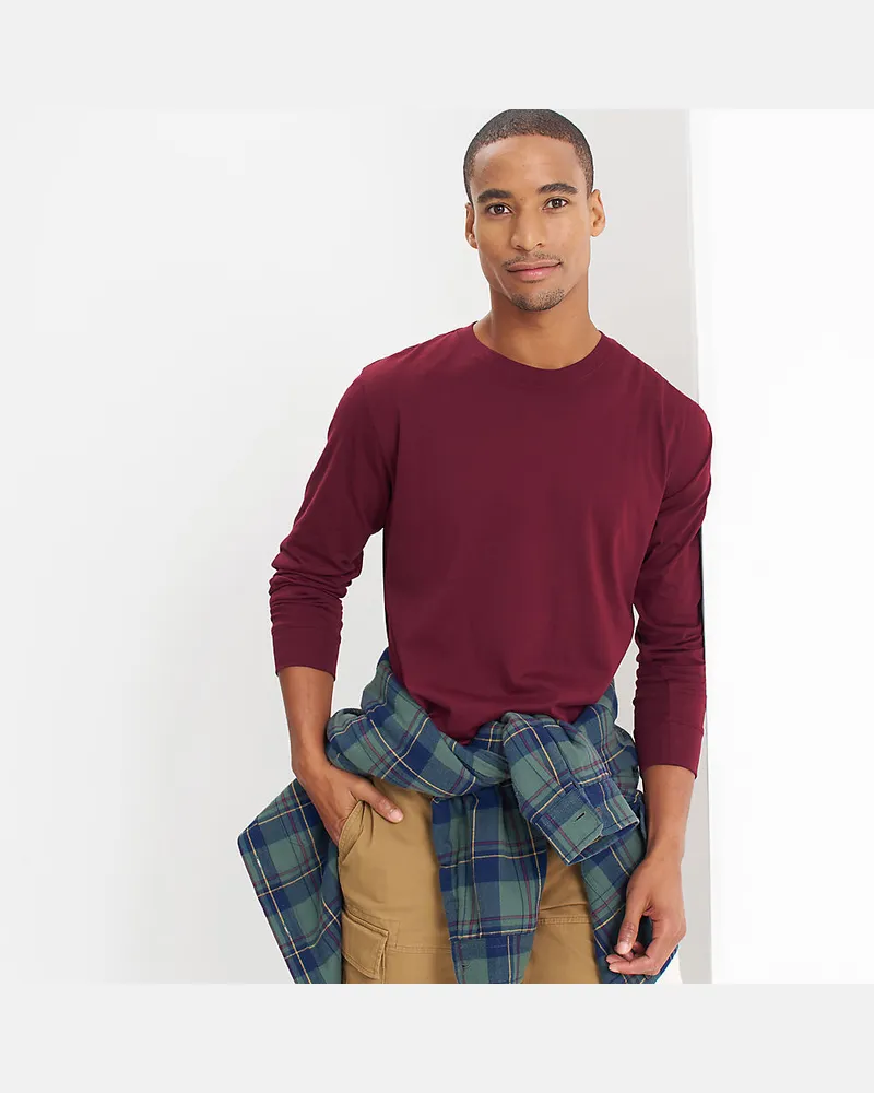 Lands' End Super-T Langarm-Shirt, Classic Fit, Herren, Größe regular, Rot, Baumwolle, by Rot