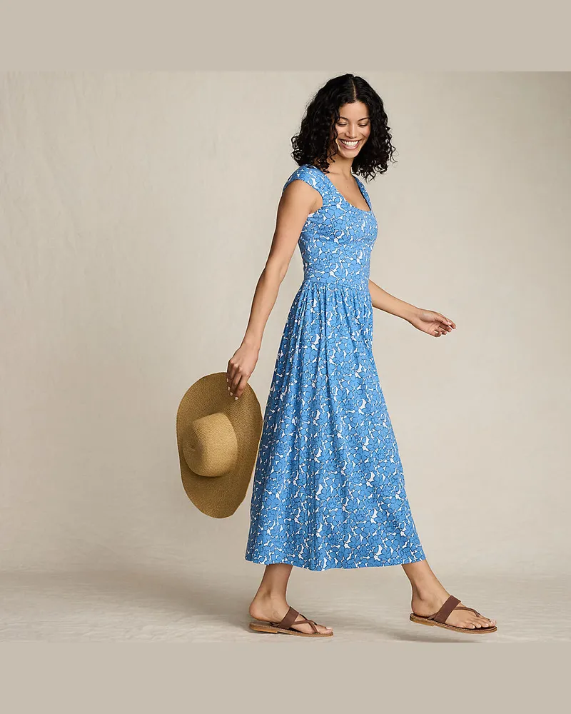 Lands' End Midikleid aus Baumwolle/Modal-Mix, Damen, Größe regular, Blau, Baumwolle Modal, by Blau
