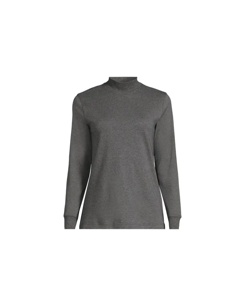 Lands' End Baumwoll-Stehkragenshirt, Damen, Größe regular, Grau, Baumwolle, by Grau