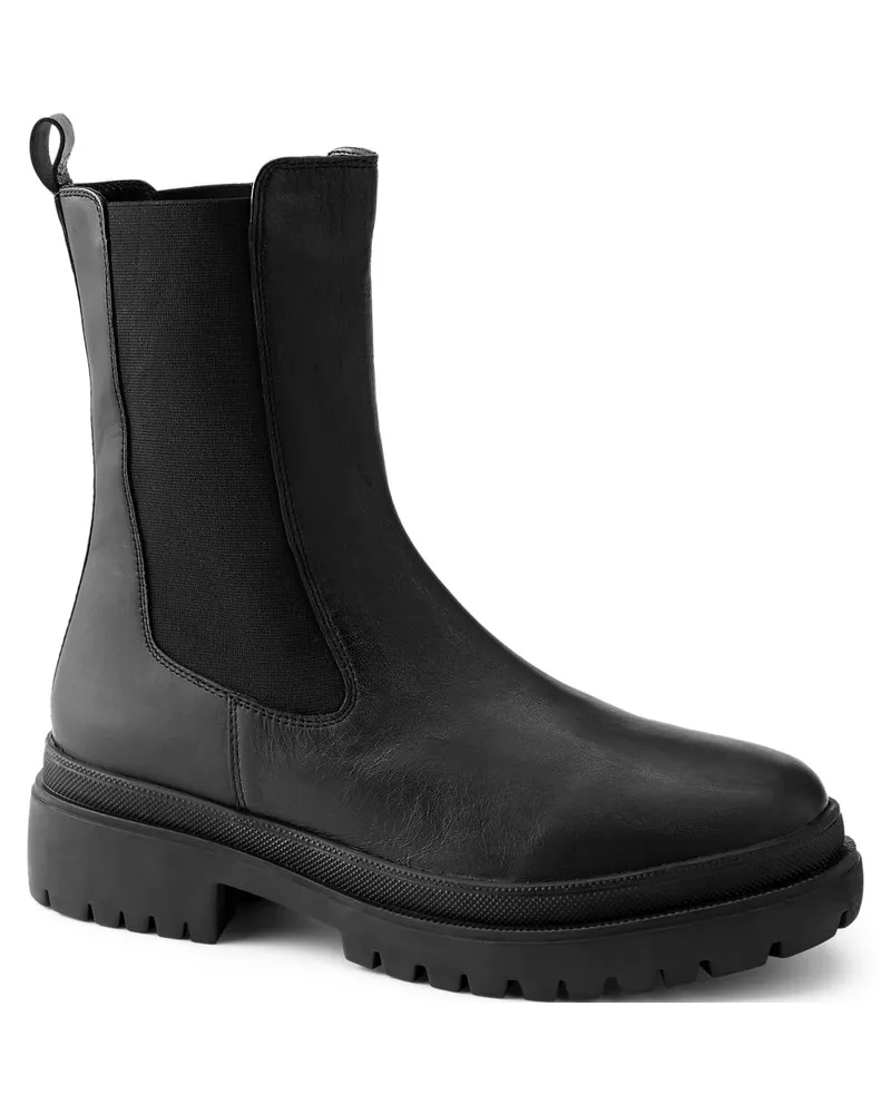 Lands' End Chelsea-Boots aus Leder, Damen, Größe regular, Schwarz, Leder, by Schwarz