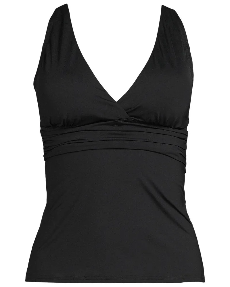 Lands' End Tankinitop mit V-Ausschnitt, Damen, Größe plus, Schwarz, Nylon-Mischung, by Schwarz