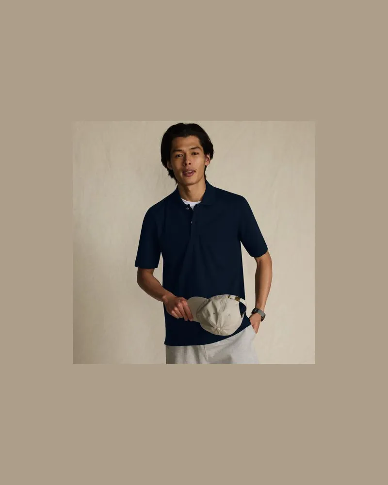 Lands' End Komfort-Piqué-Polo mit Stretch, Classic Fit, Herren, Größe:60 regular, Blau, Baumwolle/Elasthan, by Blau