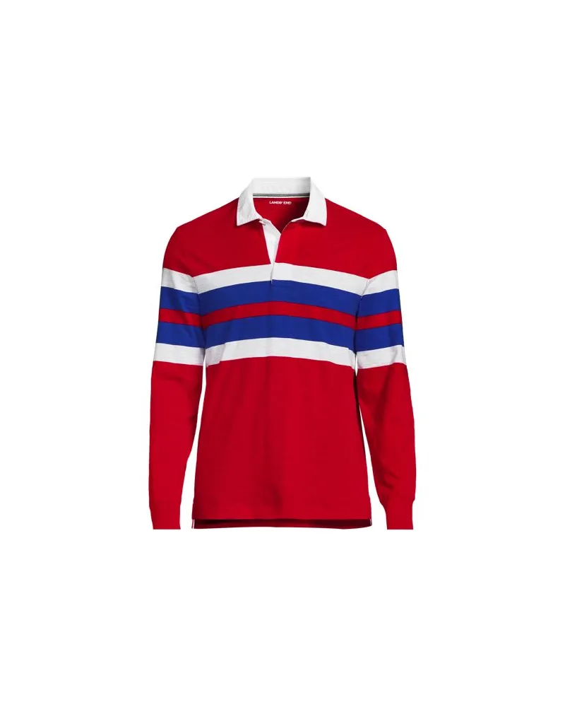 Lands' End Langärmeliges Flammgarn-Rugbyshirt, Herren, Größe regular, Rot, Baumwolle, by Rot