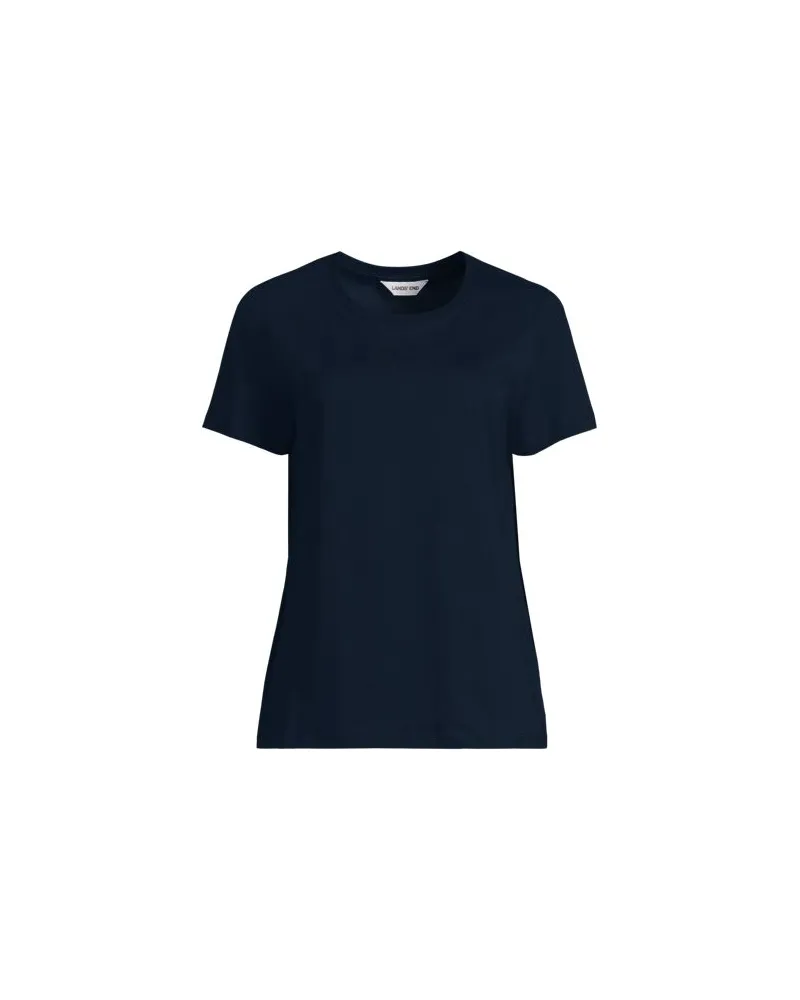 Lands' End Supima T-Shirt mit Rundhalsausschnitt, Damen, Größe:32-34 regular, Blau, Baumwolle, by Blau