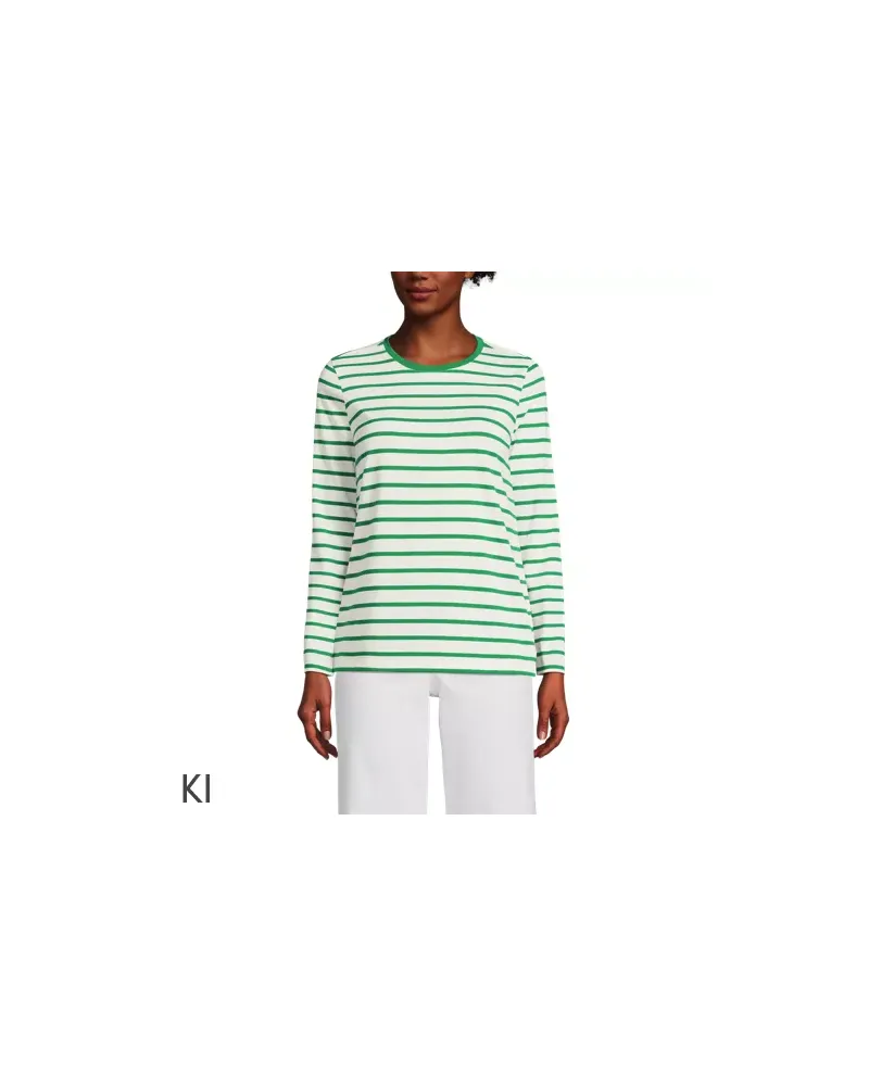 Lands' End Supima-Shirt, Langarm, Damen, Größe petite, Weiß, Baumwolle, by Weiß