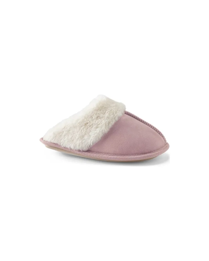Lands' End Veloursleder-Pantoffeln, Damen, Größe regular, Pink, Polyester, by Pink
