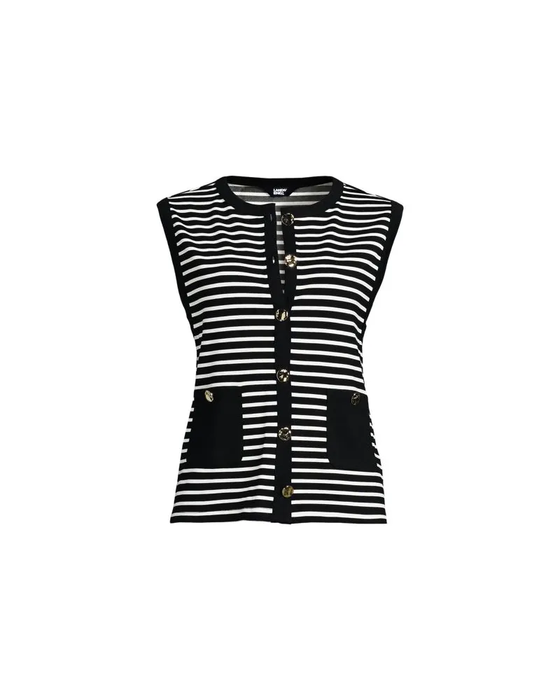 Lands' End Feinstrick-Top mit Metallknöpfen, Damen, Größe:32-34 regular, Schwarz, Polyester/Viskose/Polyester-Mischung, by Schwarz