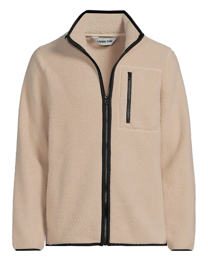 Lands' End Teddyfleece-Jacke mit Reißverschluss, Herren, Größe regular, Weiß, Polyester, by Weiß