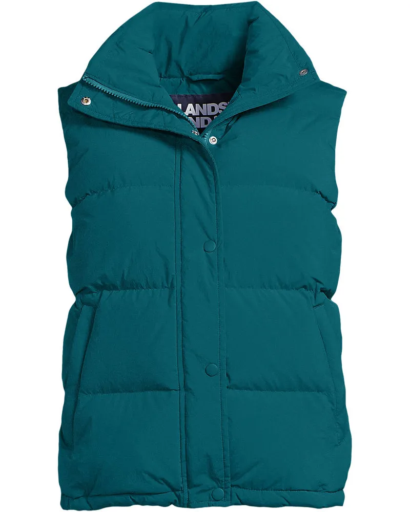 Lands' End Wasserabweisende Daunenweste, Damen, Größe plus, Blau, Nylon, by Blau
