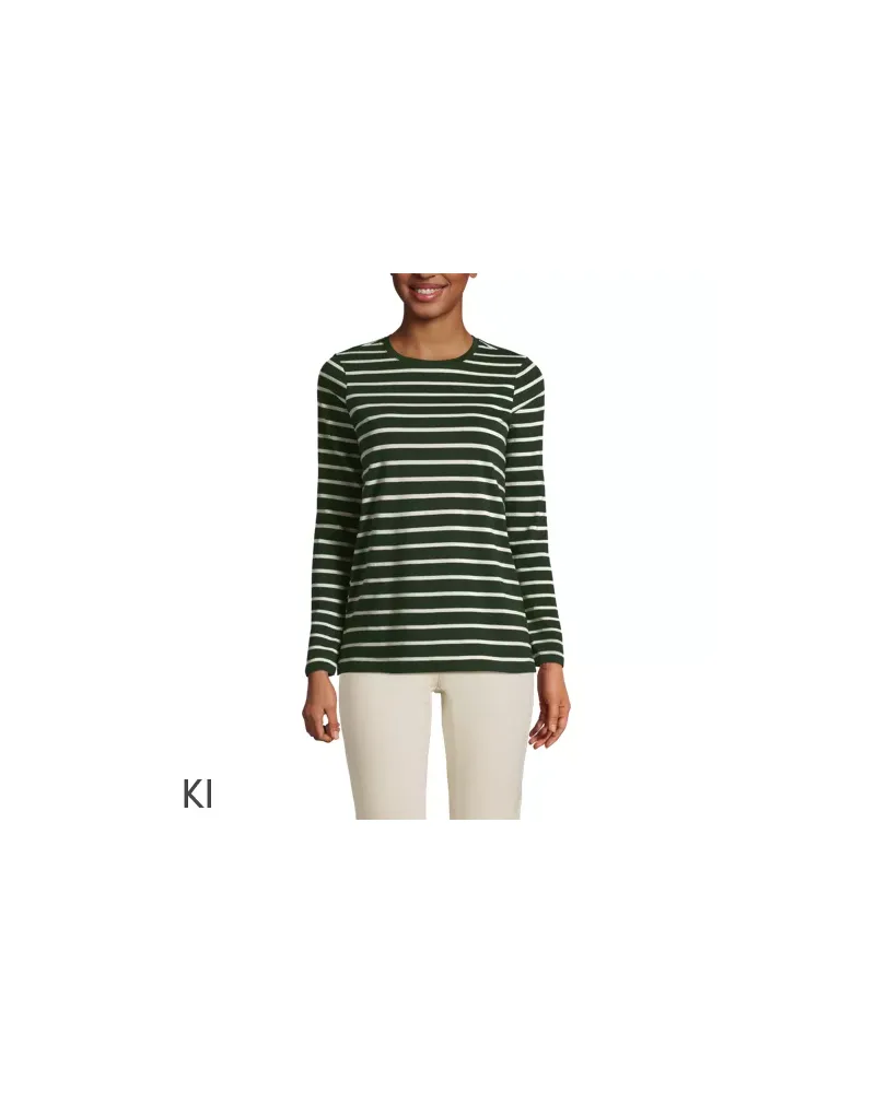 Lands' End Supima-Shirt, Langarm, Damen, Größe regular, Grün, Baumwolle, by Grün
