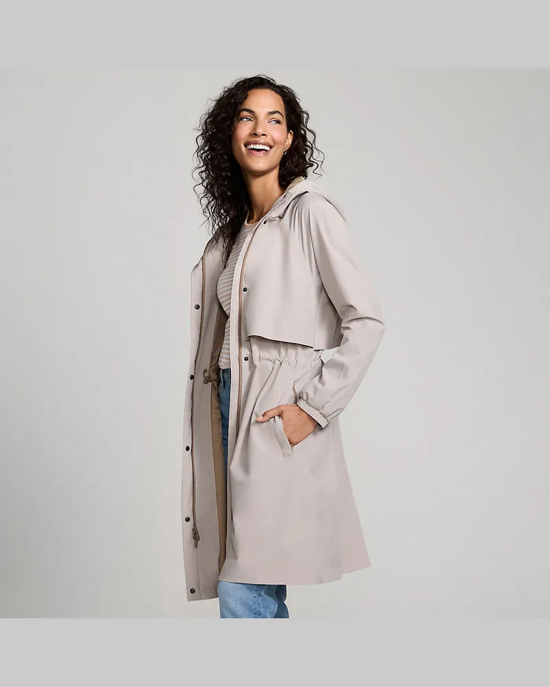 Lands' End Verstaubarer wasserdichter Squall Regenmantel, Damen, Größe regular, Beige, Polyester, by Beige