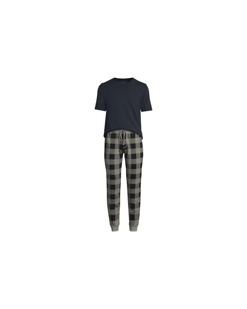 Lands' End Pyjama-Set aus Baumwoll-Jersey, Herren, Größe:52-54 regular, Grau, Baumwoll-Mischung, by Grau