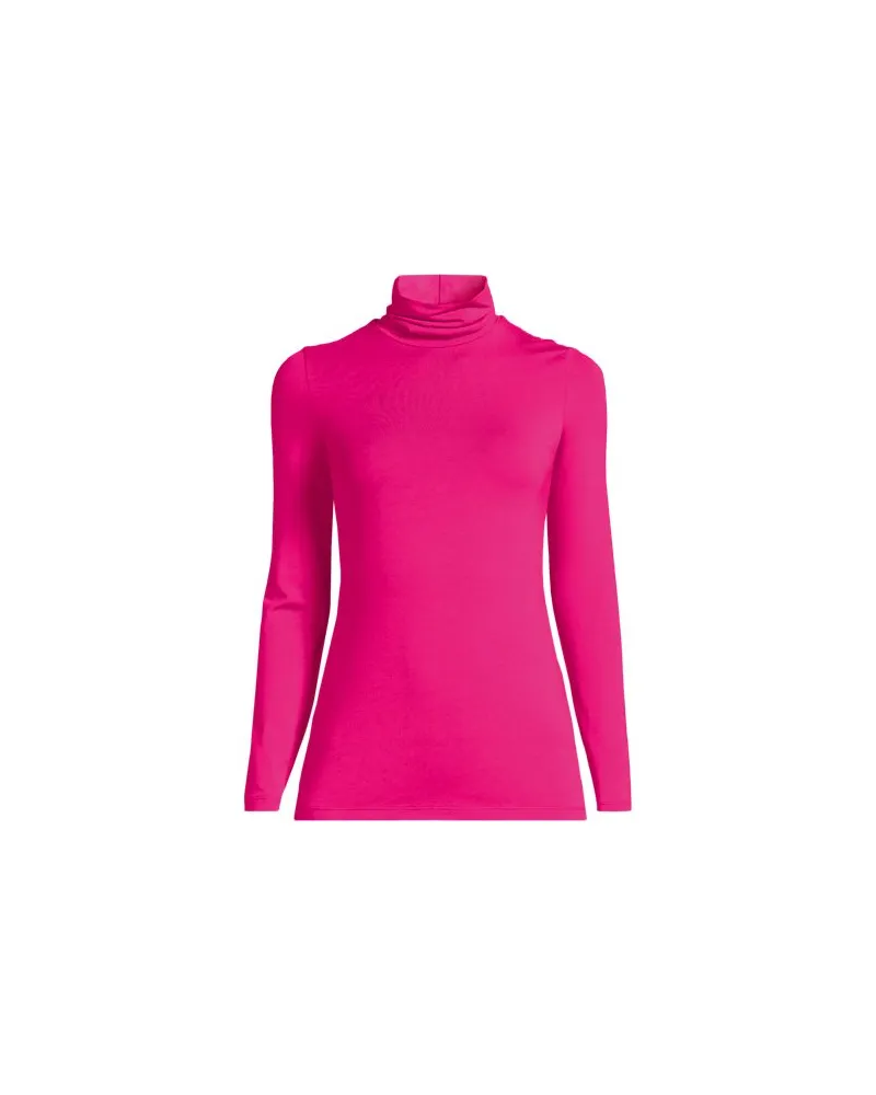 Lands' End Rollkragenshirt aus Baumwoll/Modalmix, Damen, Größe:32-34 petite, Pink, Baumwolle/Elasthan/Baumwolle Modal, by Pink