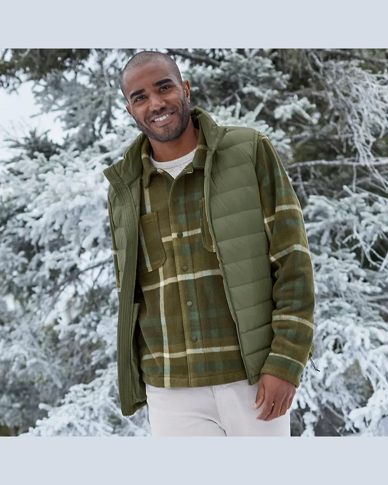 Lands' End Ultraleichte verstaubare Wanderweight-Daunenweste, Herren, Größe regular, Grün, Polyester/Nylon/Daunen, by Grün