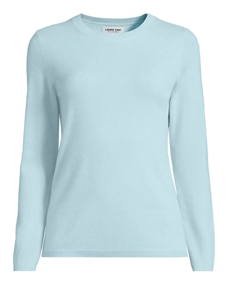 Lands' End Kaschmir-Pullover mit rundem Ausschnitt, Damen, Größe regular, Blau, Kaschmir, by Blau