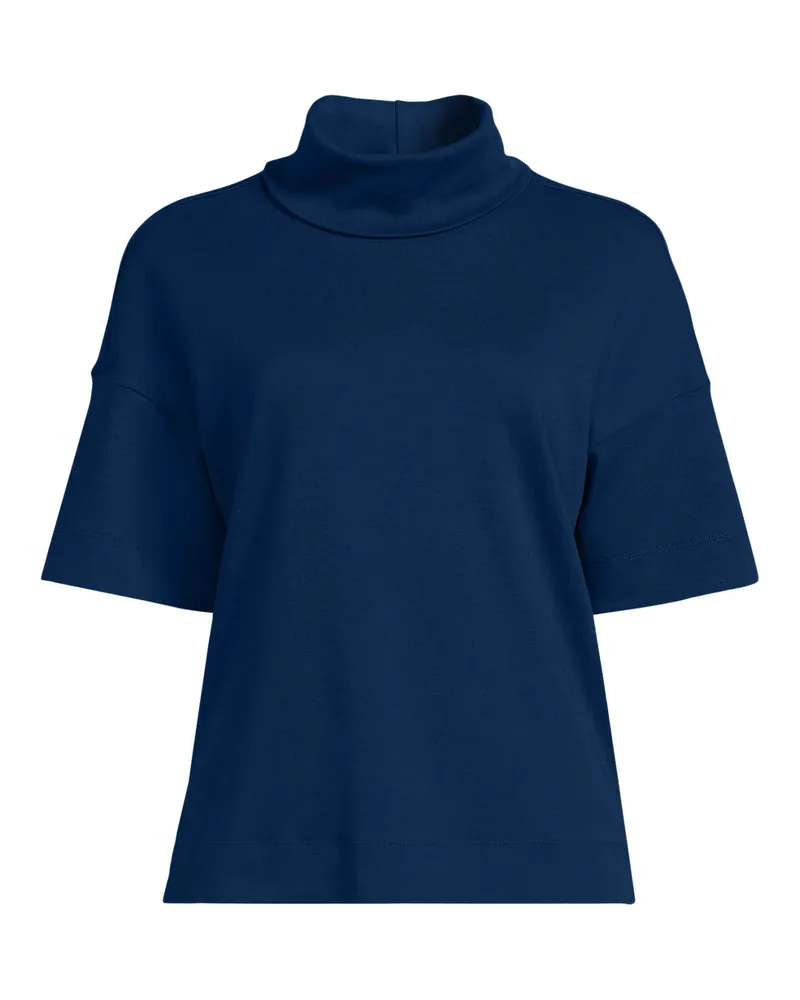 Lands' End Supima Rollkragenshirt, Damen, Größe regular, Blau, Baumwolle, by Blau