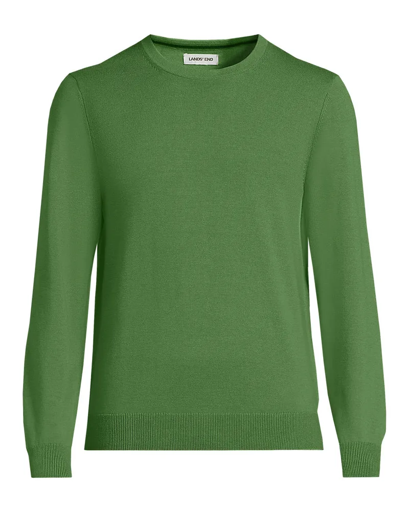 Lands' End Rundhals-Pullover aus Baumwoll-Feinstrick, Herren, GrÃ¶ÃŸe regular, GrÃ¼n, Baumwolle, by Grã¼n
