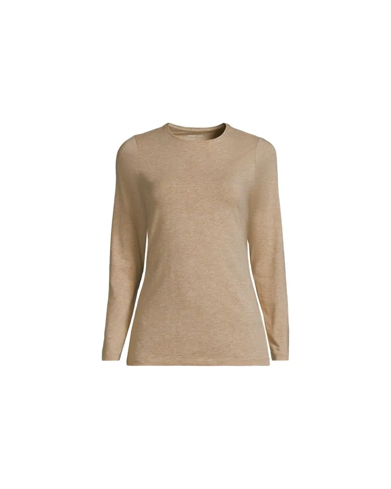 Lands' End Shirt aus Baumwolle/Modal-Mix mit Rundausschnitt, Damen, Größe regular, Braun, Elasthan/Baumwolle Modal, by Braun