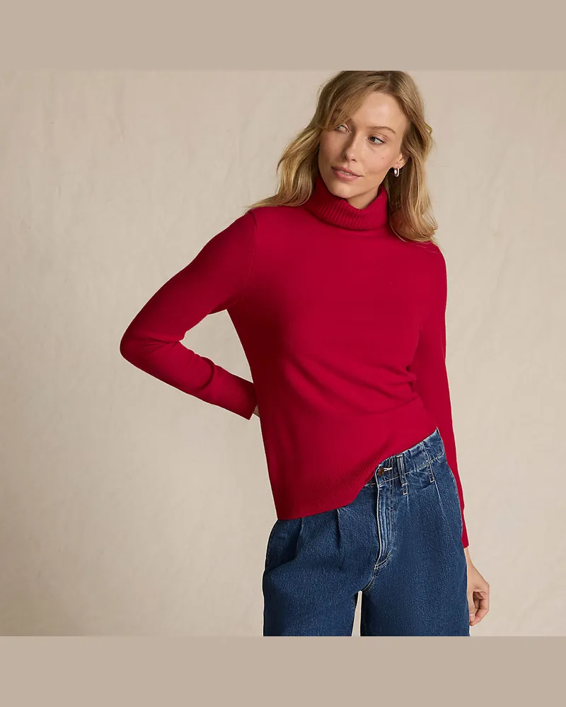 Lands' End Rollkragen-Pullover aus Kaschmir, Damen, Größe regular, Rot, Kaschmir, by Rot