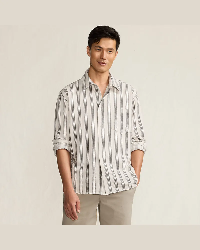 Lands' End Gestreiftes Hemd, Herren, GrÃ¶ÃŸe regular, WeiÃŸ, by Weiãÿ