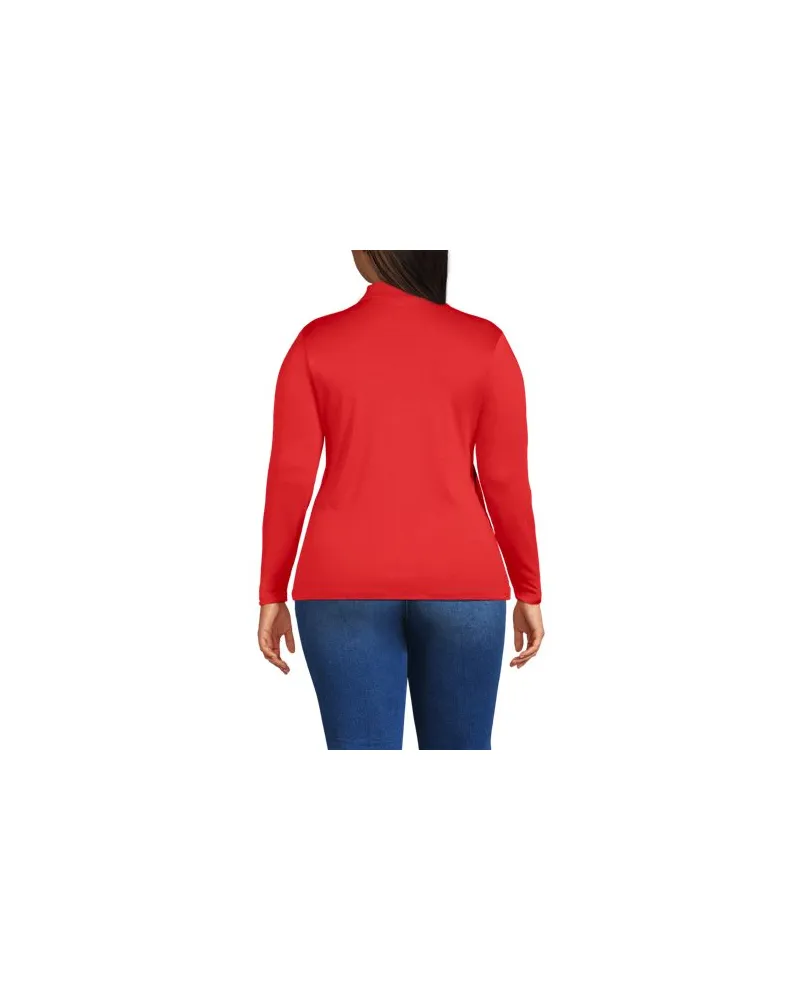 Lands' End Supima-Poloshirt mit langen Ärmeln, Damen, Größe plus, Orange, Baumwolle, by Orange