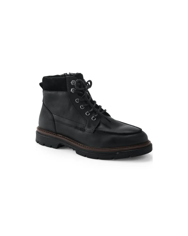 Lands' End Lederstiefel mit Schürzennaht, Herren, Größe regular, Schwarz, Leder, by Schwarz