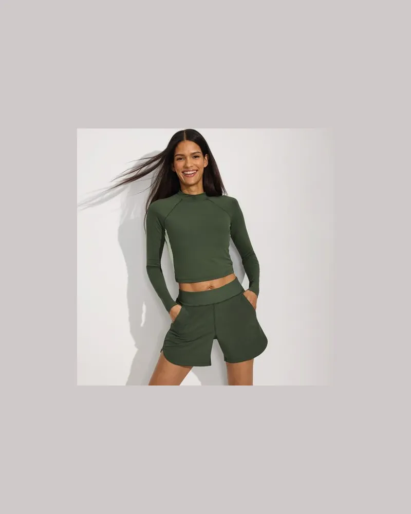 Lands' End Badeshorts, Damen, Größe regular, Grün, Nylon-Mischung, by Grün