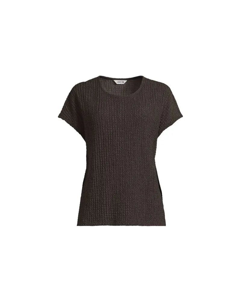 Lands' End Crinkle-Shirt, Damen, Größe:40-42 regular, Braun, Polyester/Viskose/Polyester-Mischung, by Braun