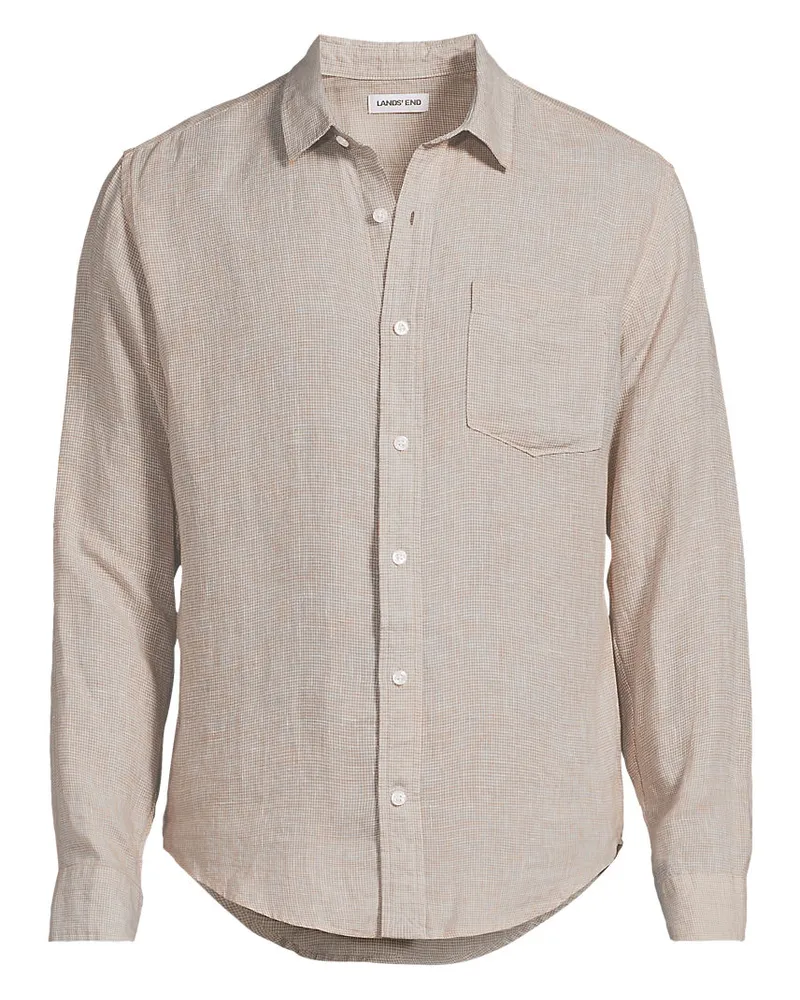 Lands' End Premium Reinleinen-Hemd, Lang-Größe, Herren, Größe tall, Beige, Leinen, by Beige