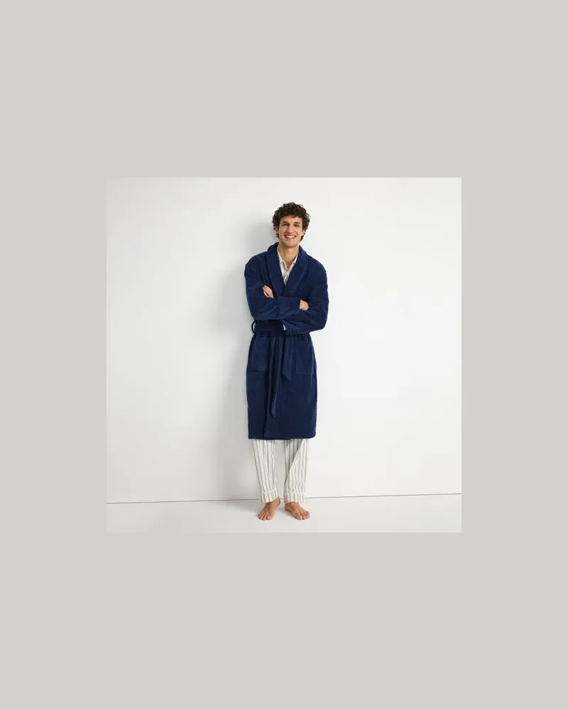 Lands' End Bademantel aus türkischem Frottee, Herren, Größe:48-50 regular, Blau, Baumwolle, by Blau
