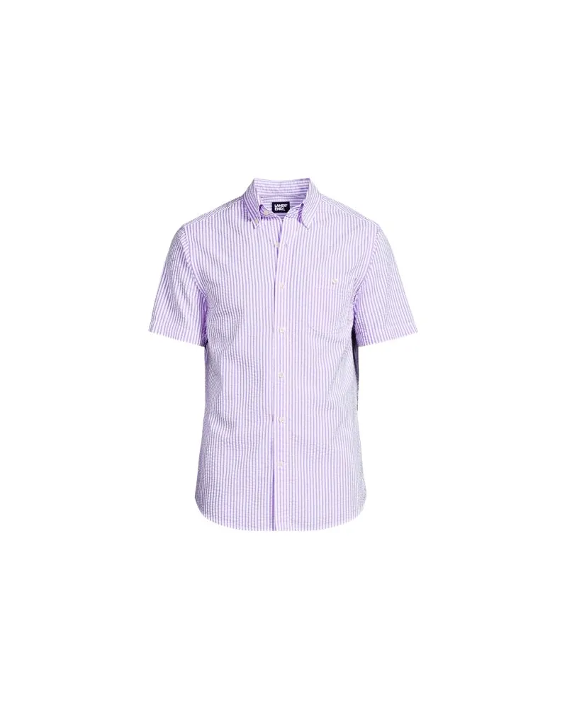 Lands' End Seersucker-Kurzarmhemd, Classic Fit, Herren, Größe:60 regular, Lila, Baumwolle, by Lila