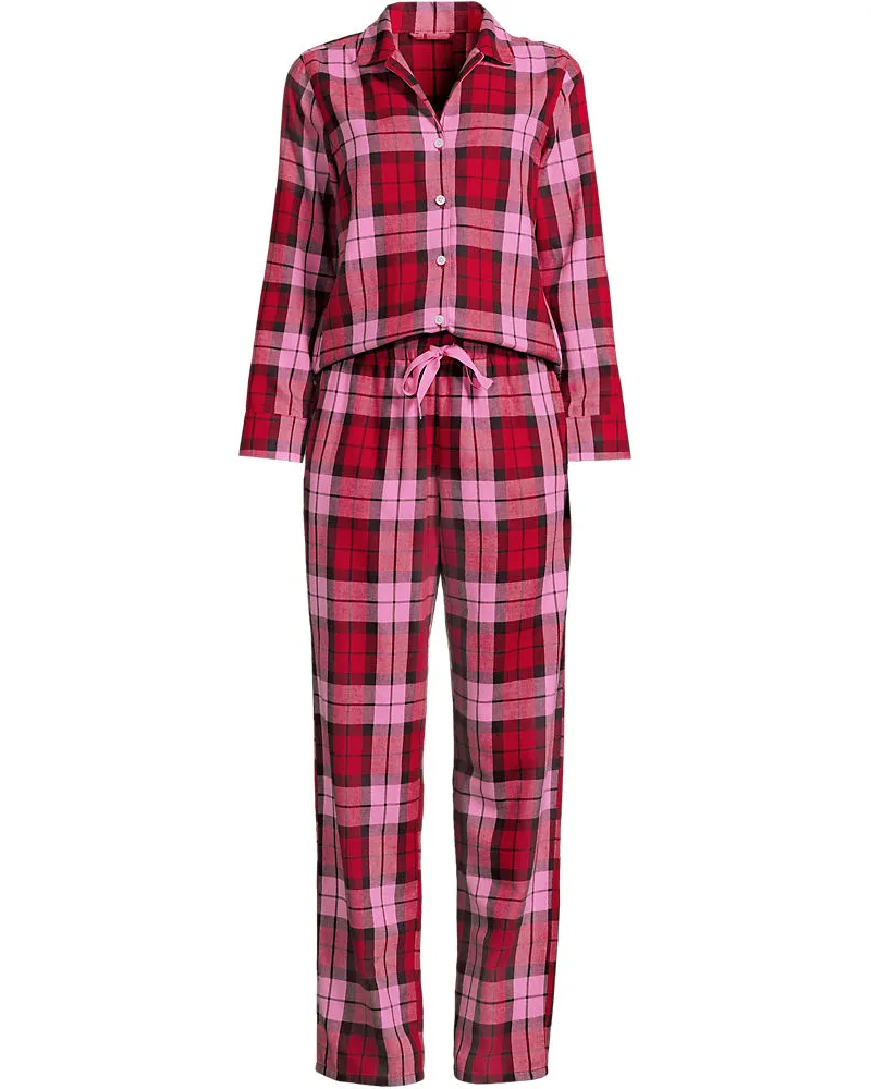 Lands' End Pyjama-Set aus reinem Baumwoll-Flanell, Damen, Größe plus, Rot, by Rot