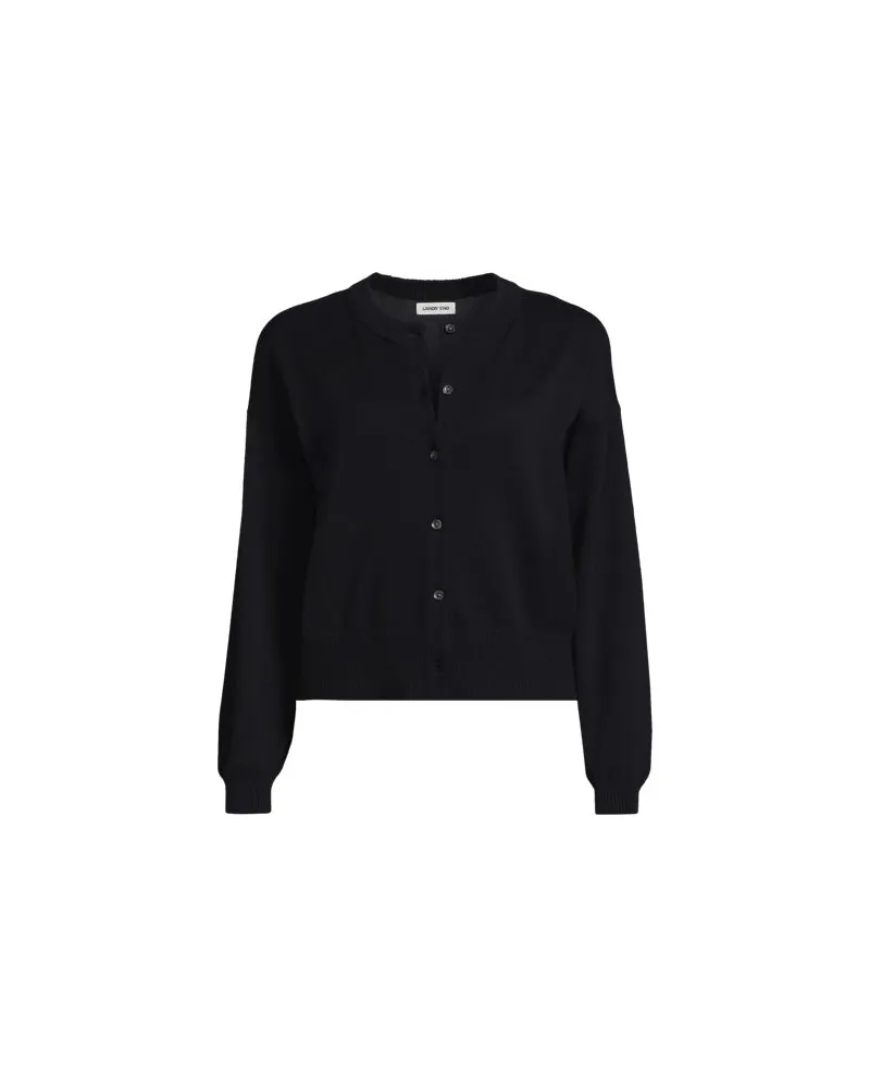 Lands' End Kurzer Feinstrick-Cardigan aus Baumwolle, Damen, Größe regular, Schwarz, Baumwolle, by Schwarz
