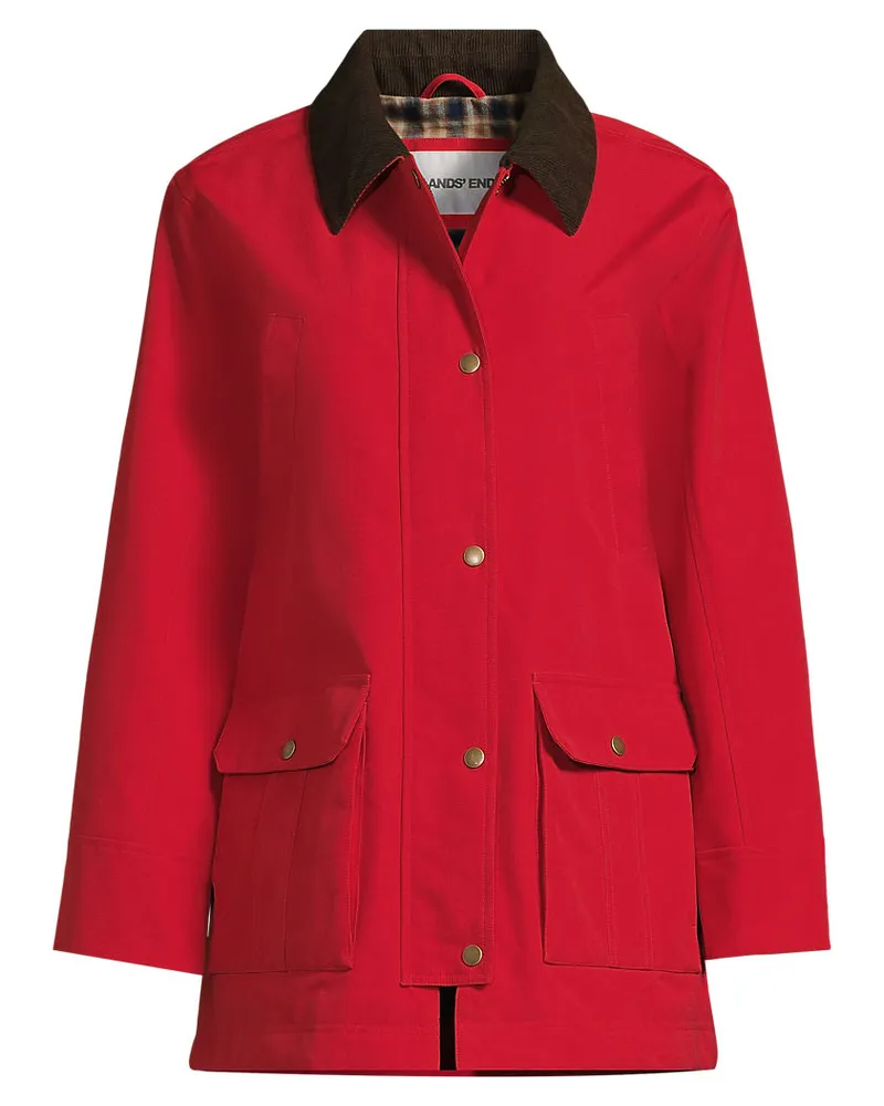Lands' End Wasserdichte Squall-Jacke mit Cordkragen, Damen, Größe regular, Rot, Polyester/Nylon, by Rot