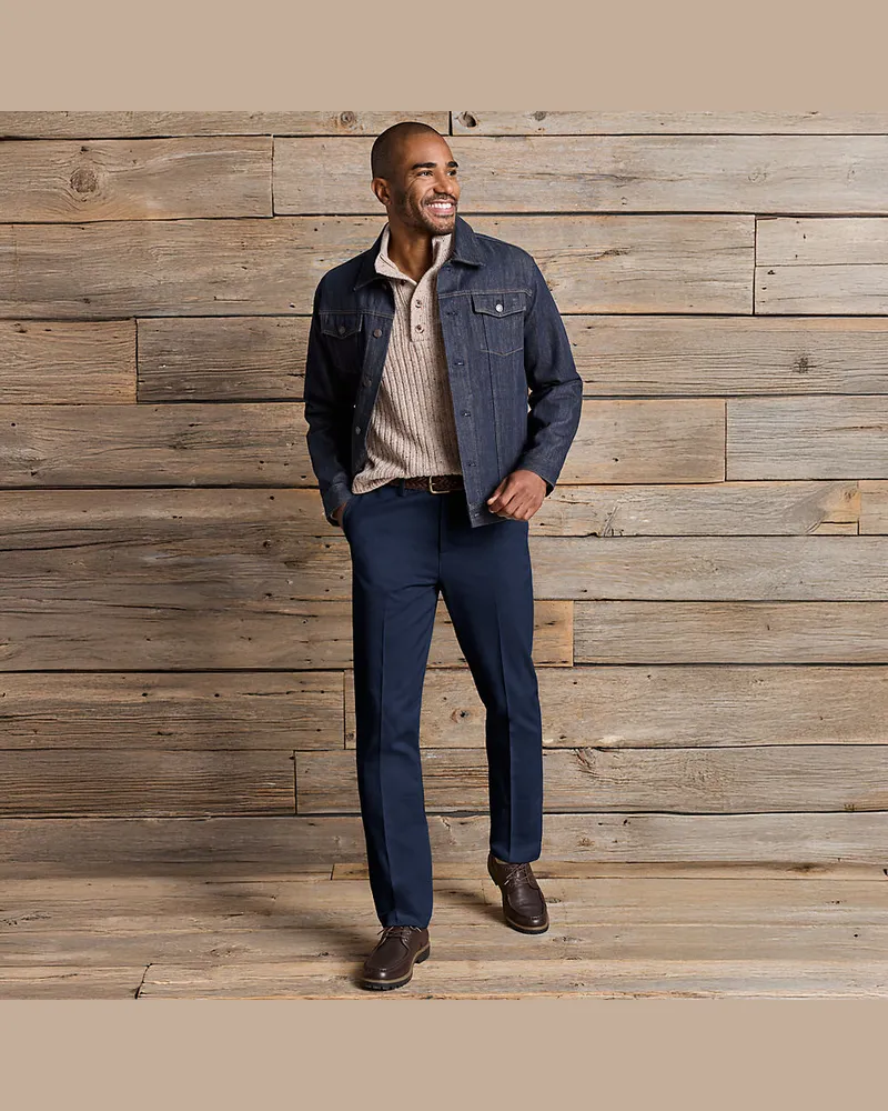 Lands' End CLASSIC COMFORT. Bügelleichte Chinos, Lang-Größe, Herren, Größe:48-50 regular, Blau, Baumwolle, by Blau