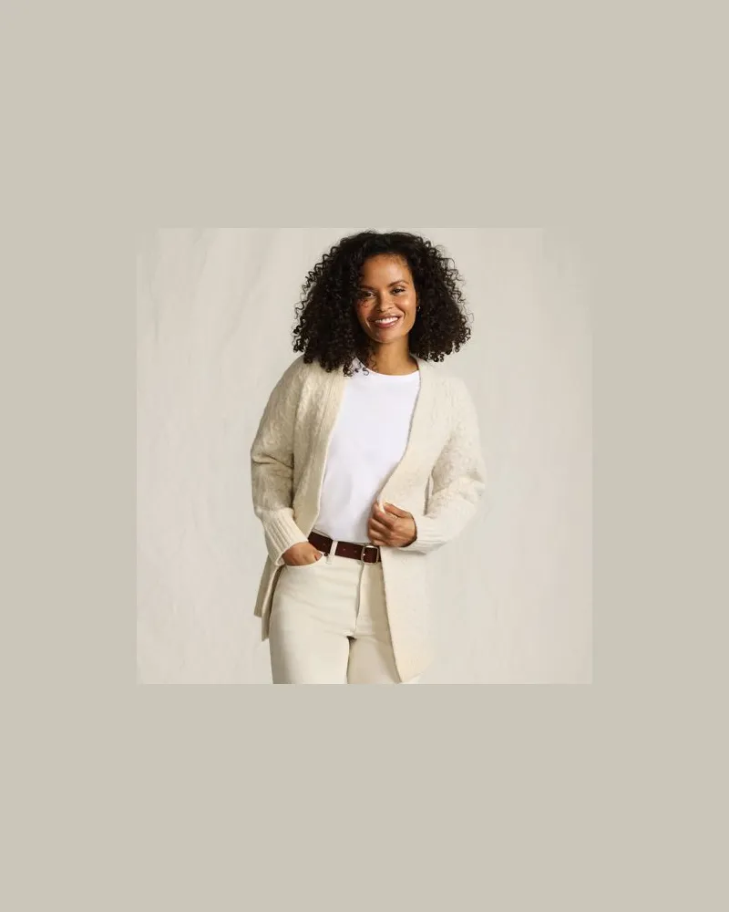 Lands' End Offener Cardigan aus Strukturstrick, Damen, Größe regular, Weiß, Polyester/Polyester-Mischung, by Weiß