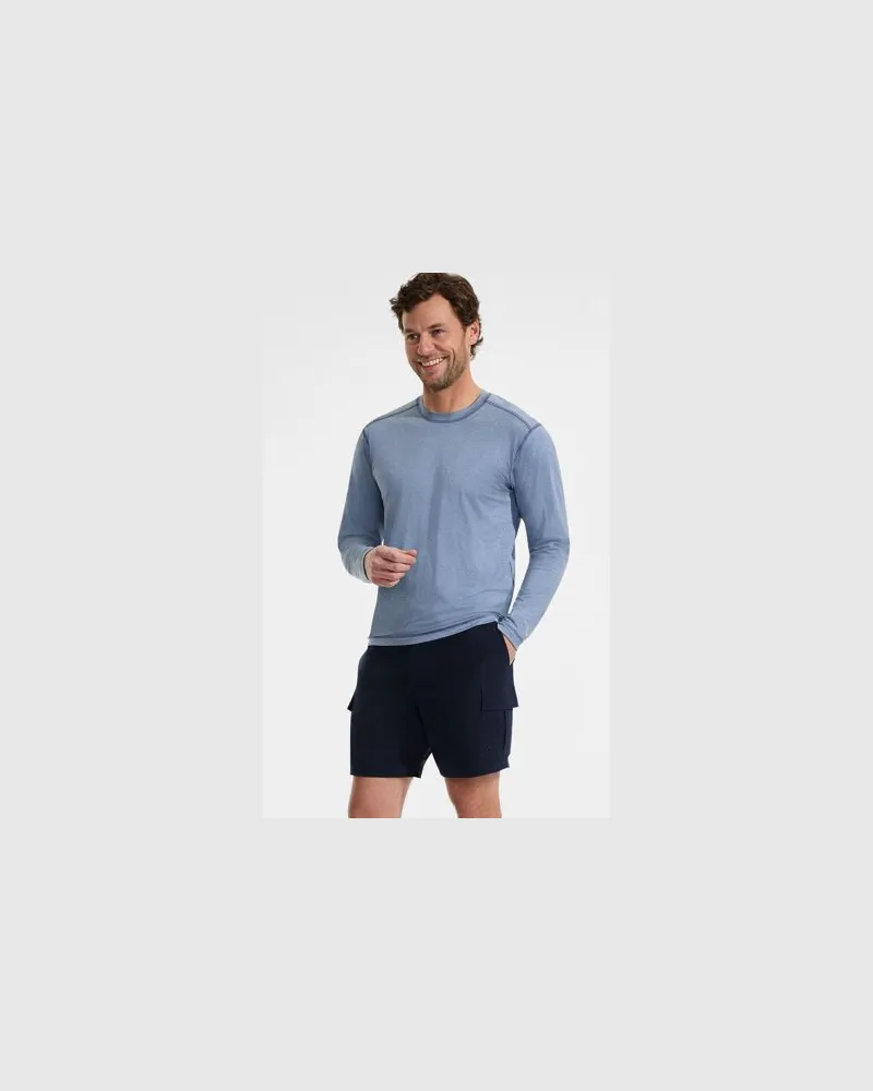Lands' End Schnelltrocknende LSF 50 Cargo-Badeshorts, 18 cm, Herren, Größe:60 regular, Blau, Elasthan/Polyester-Mischung, by Blau