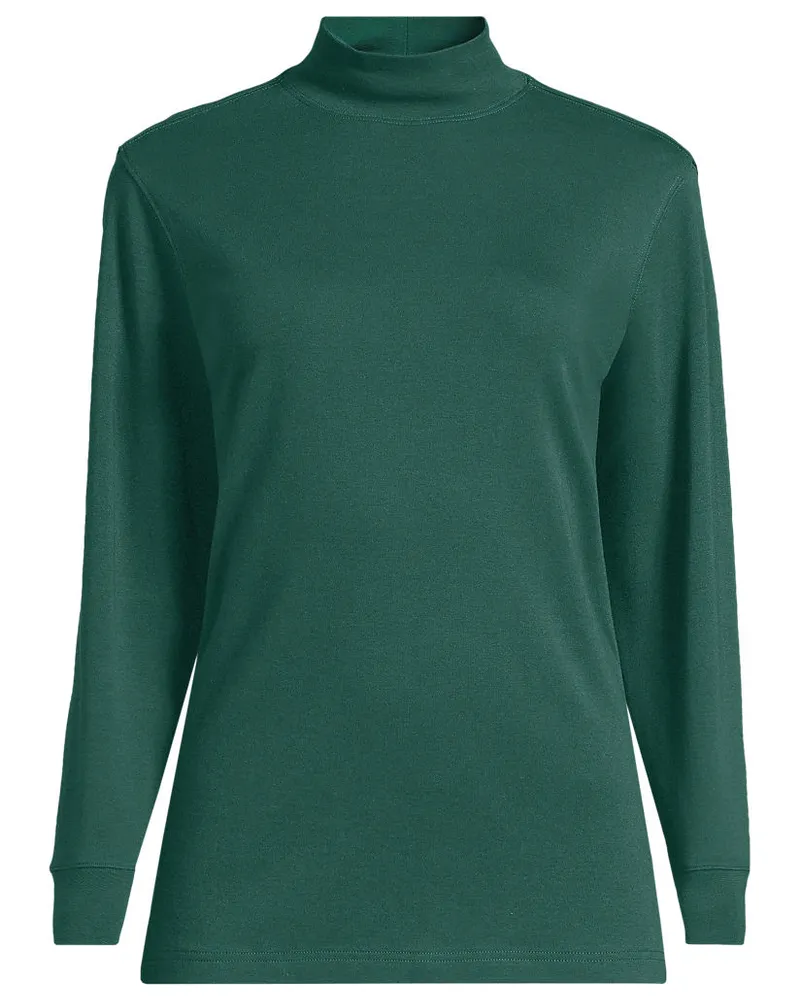 Lands' End Stehkragen-Shirt, Damen, Größe plus, Grün, Baumwolle, by Grün